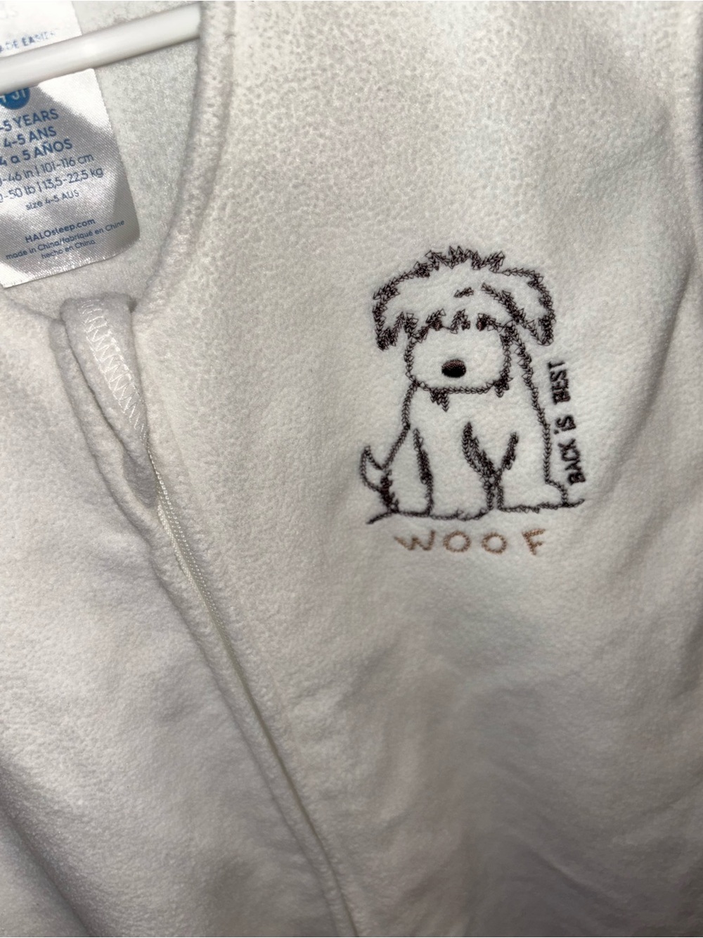 Halo Sz 4/5 White Infant Sleep Sack Pajama with Puppy Embroidery - Picture 2 of 5